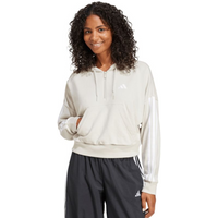 Women's adidas Essentials 3-Stripes French Terry Quarter-Zip Hoodie Beige JN1958