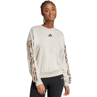 Women's adidas Animal Print 3-Stripes French Terry Sweatshirt Cream JM1836
