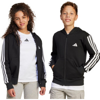 adidas Essentials Full-Zip Kids' Sweatshirt Black and White JD6494