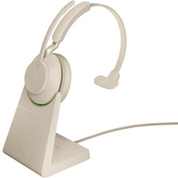 Jabra Evolve2 65 UC Mono Link380a Wireless Over-Ear Headphones, Beige + Stand