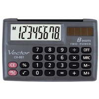 Vector KAV CH-861 Pocket Calculator, 8-digit, 87x58mm, black