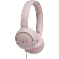 JBL Tune 500 headphones (pink, on-ear, with built-in microphone)