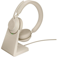 Jabra Evolve2 65 UC Stereo Link380c Wireless Over-Ear Headphones, Beige