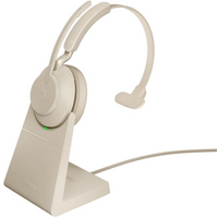 Jabra Evolve2 65 MS Mono Link380c Wireless Over-Ear Headphones, Beige + Stand