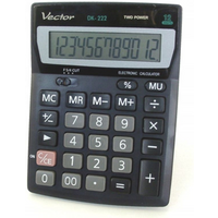 Vector KAV DK-222 desktop calculator, 12-digit, 103x137mm, black