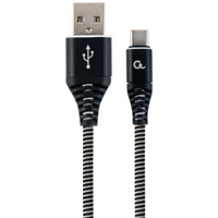 GEMBIRD PREMIUM USB-C 2.0 CABLE (AM/CM) METAL CONNECTORS, NYLON BRAID 2M, BLACK/WHITE