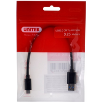 UNITEK CABLE USB-C - USB-A 3.1,M/M,0.25M, Y-C490BK