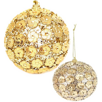 DECORATIVE BALL WITH SEQUINS 8 CM GOLD