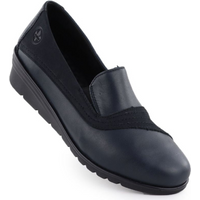 Women's leather wedge shoes, navy blue, Rieker L5356-14