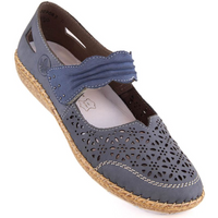 Rieker W RKR648 blue leather openwork shoes