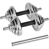 REBEL ACTIVE ADJUSTABLE CHROME DUMBBELLS IN CASE WITH BAR, 20 KG SET