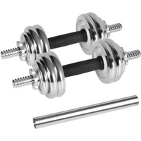 REBEL ACTIVE ADJUSTABLE CHROME DUMBBELLS IN CASE WITH BAR, 15 KG SET