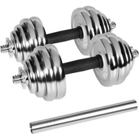 REBEL ACTIVE ADJUSTABLE CHROME DUMBBELLS IN CASE WITH BAR, SET 30 KG