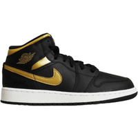 Air Jordan 1 Mid Junior (GS) Basketball Shoe Black/Metallic Gold - DQ8423-071
