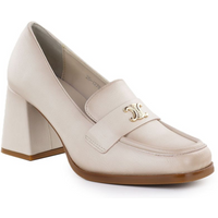 Women's beige heeled moccasins Potocki SZ12783