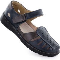 Comfortable women's shoes with Velcro, openwork, navy blue, Unisoft 9955