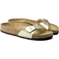 Birkenstock Madrid Birko-Flor Gold women's regular wide gold flip-flops (1016106)