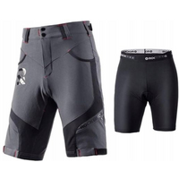 Rockbros men's 2-in-1 cycling shorts, gray, size L