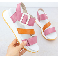 Rieker W2950-31 Women's Pink Leather High Heel Sandals