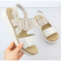 Women's beige wedge sandals Rieker 69260-60