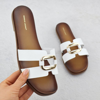Women's slippers with decoration, white, Sergio Leone SK077H
