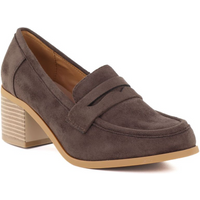Women's suede brown lords heeled shoes M.Daszyński MR2201D-3A