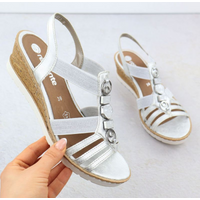 Women's wedge sandals with elastic bands silver Remonte R6264-92