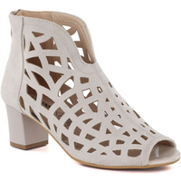Women's suede ankle boots with openwork, open toe, beige M.Daszyński MR1954-15