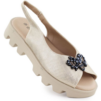 Women's perforated metallic gold platform sandals Potocki SZ12610