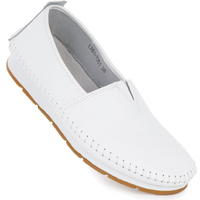 Women's leather slip-on shoes, white, S.Barski LR61-7051