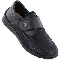 Leather Velcro shoes, elastic, black, Unisoft 8435
