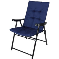 FOLDING GARDEN CHAIR 59X66X45/90CM WITH NAVY BLUE CUSHION
