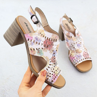 Women's openwork floral high-heeled sandals Jezzi 24125