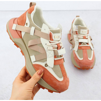Women's beige and orange leather sneakers Goe RR2N4064