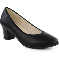 Women's leather pumps with a low heel, black Rieker 44650