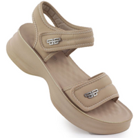 Women's sandals with thick soles and Velcro, beige Potocki 105300