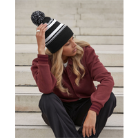 Beechfield Striped Fan Beanie | Unisex | Pom-Pom | Cuffed | 5 Colours | One Size