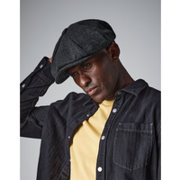 Beechfield Melton Wool Baker Boy Cap | Unisex | Wool Blend | Fully Lined | Charcoal | S-XL