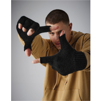 Beechfield Fingerless Gloves | Unisex | Ribbed Cuffs | Black or Grey | S-XL