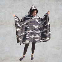 Arctic Camouflage Fleece Hooded Blanket Scout Guide Camp Blanket Poncho