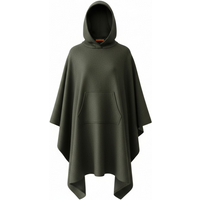 Traditional Army Surplus 75% Wool Green Hooded Blanket Poncho
