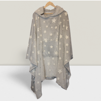 Grey Glow in the Dark Hooded Fleece Blanket Poncho