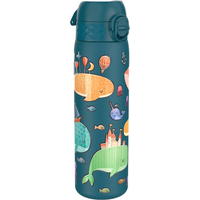 Leak Proof Slim Water Bottle, Stainless Steel, Whales, 600ml (20oz)