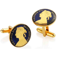 Victorian Farthing - Enamelled Coin Cufflinks