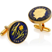 2013 One Pound - Welsh Emblem Design - Enamelled Coin Cufflinks