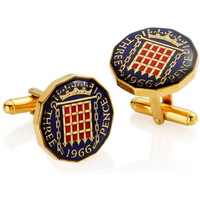 Threepenny (1953-1967) - Port Cullis Design - Enamelled Coin Cufflinks