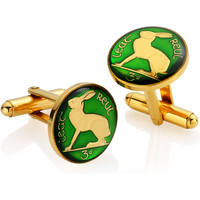 Irish Threepenny - Hare Side - Enamelled Coin Cufflinks