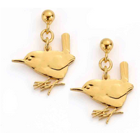Centre of a Wren Farthing - Cut Out Coin Earrings