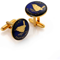 Wren Farthing (1937-1956)- Enamelled Coin Cufflinks