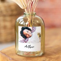 Mini-Glasvase grün mit Aufkleber Querformat - 6 Stück Mini-Glasvase grün mit Aufkleber Querformat - 6 Stück